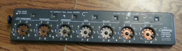 Mechanical adding machine