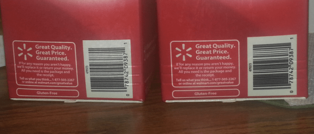 two red cartons of soy milk with their bar codes
