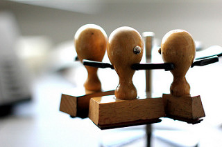 Rubber stamps on a carousel