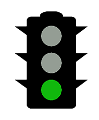 A traffic light showing go