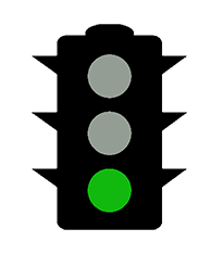 A traffic light showing go
