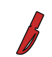 A red knife stabbing downward