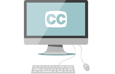 A computer screen with the closed caption logo