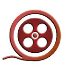 a blood colored movie reel